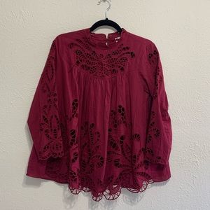 Harlyn Magenta Crochet-Detail Blouse
